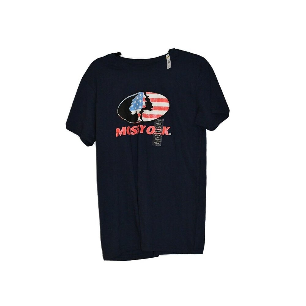 Men's Mossy Oak Short Sleeve Crew Neck T-Shirt Black Size M Medium Brand New